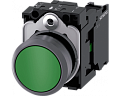 Siemens 3SU1130-0AB40-1BA0 Кнопка, 22mm, круглая, пластик с металлическим фронтальным кольцом, зелёная, плоская Siemens 3SU1130-0AB40-1BA0 Кнопка, 22mm, круглая, пластик с металлическим фронтальным кольцом, зелёная, плоская