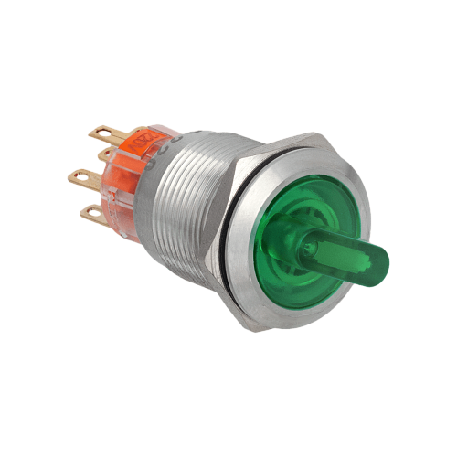 MT67-BD331G220 Переключатель с подсветкой, с фиксацией, 220V AC/DC, зеленый, 3 положения, 2NO+2NC, IP67, нержавеющая сталь MT67-BD331G220 Переключатель с подсветкой, с фиксацией, 220V AC/DC, зеленый, 3 положения, 2NO+2NC, IP67, нержавеющая сталь