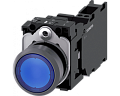 Siemens 3SU1132-0AB50-3FA0 Кнопка с подсветкой, 22mm, круглая, пластик с металлическим кольцом, синяя, 1NO+1NC Siemens 3SU1132-0AB50-3FA0 Кнопка с подсветкой, 22mm, круглая, пластик с металлическим кольцом, синяя, 1NO+1NC