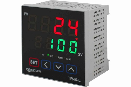 INNOCONT Температурный контроллер, 2 дисплея, 4 разряда, 96x96x63 мм, 2 аварийных выхода, 110-220VAC, выход: реле + твердотельное реле TR-B-L INNOCONT Температурный контроллер, 2 дисплея, 4 разряда, 96x96x63 мм, 2 аварийных выхода, 110-220VAC, выход: реле + твердотельное реле TR-B-L