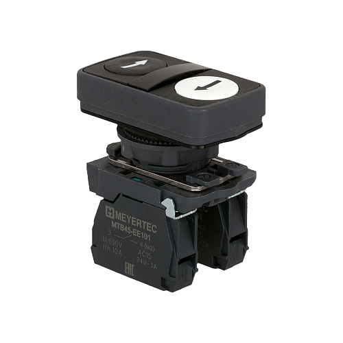 MTB5-AL3512 Кнопка двойная плоская, черная/белая, маркировка "стрелки влево-вправо", 2NO, IP65, пластик MTB5-AL3512 Кнопка двойная плоская, черная/белая, маркировка "стрелки влево-вправо", 2NO, IP65, пластик