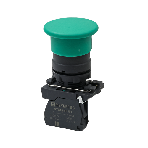 MTB5-AC31 Кнопка грибовидная зеленая, 40 мм, пружинный возврат, 1NO, IP65, пластик MTB5-AC31 Кнопка грибовидная зеленая, 40 мм, пружинный возврат, 1NO, IP65, пластик