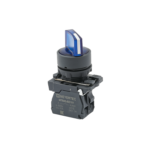 MTB5-AK36713 Переключатель на 3 положения с фиксацией и подсветкой, синий, 1NO, 220V AC/DC, IP65, пластик MTB5-AK36713 Переключатель на 3 положения с фиксацией и подсветкой, синий, 1NO, 220V AC/DC, IP65, пластик