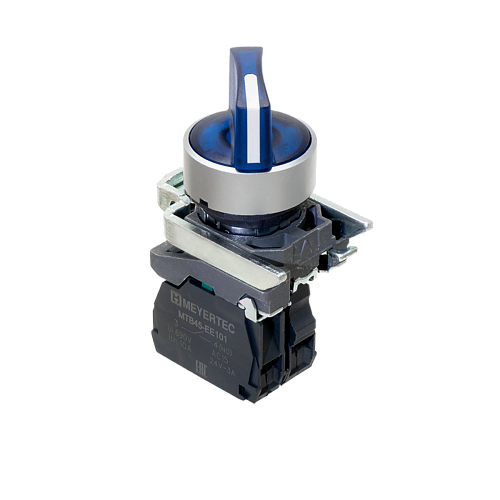 MTB4-BK26713 Переключатель на 2 положения с фиксацией и подсветкой, синий, 1NO, 220V AC/DC, IP65, металл MTB4-BK26713 Переключатель на 2 положения с фиксацией и подсветкой, синий, 1NO, 220V AC/DC, IP65, металл