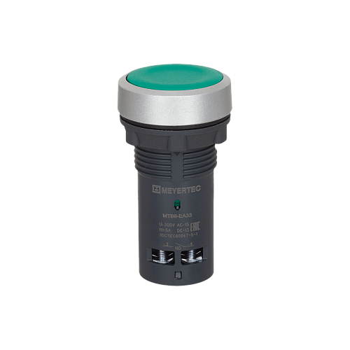MTB8-EA33 Кнопка плоская зеленая, 2NO, IP65, пластик MTB8-EA33 Кнопка плоская зеленая, 2NO, IP65, пластик