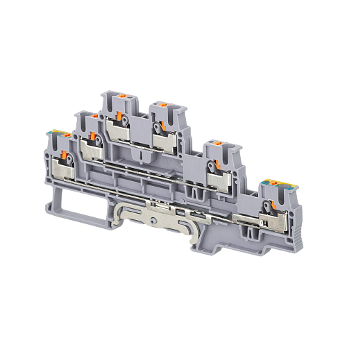 MTP-TR2.5/PE/L/L Клемма push-in трехуровневая с заземлением, 2.5 мм² MTP-TR2.5/PE/L/L Клемма push-in трехуровневая с заземлением, 2.5 мм²