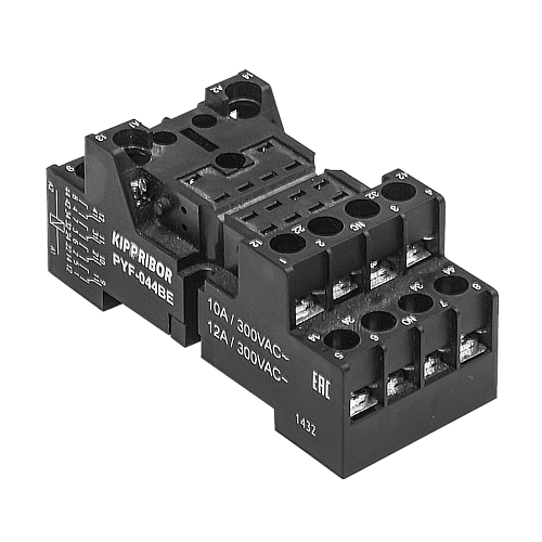 PYF-044BE Монтажная колодка с винтовыми клеммами для 4-конт. реле серии RP, черная PYF-044BE Монтажная колодка с винтовыми клеммами для 4-конт. реле серии RP, черная