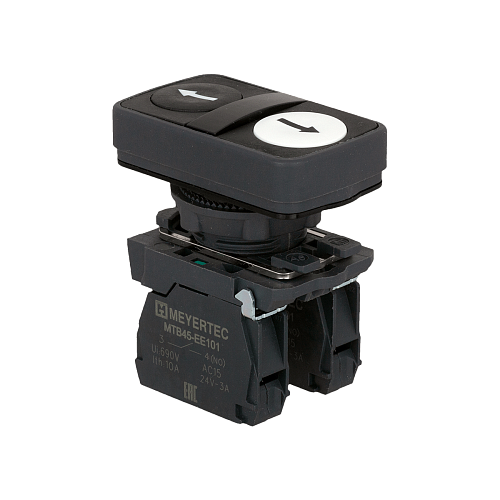 MTB5-AL2812 Кнопка двойная плоская, черная/белая, маркировка "стрелки вверх-вниз", 2NO, IP65, пластик MTB5-AL2812 Кнопка двойная плоская, черная/белая, маркировка "стрелки вверх-вниз", 2NO, IP65, пластик