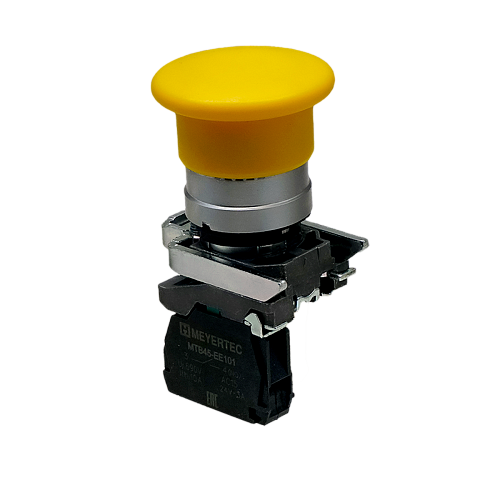 MTB4-BC51 Кнопка грибовидная желтая, 40 мм, пружиный возврат, 1NO, IP65, металл MTB4-BC51 Кнопка грибовидная желтая, 40 мм, пружиный возврат, 1NO, IP65, металл