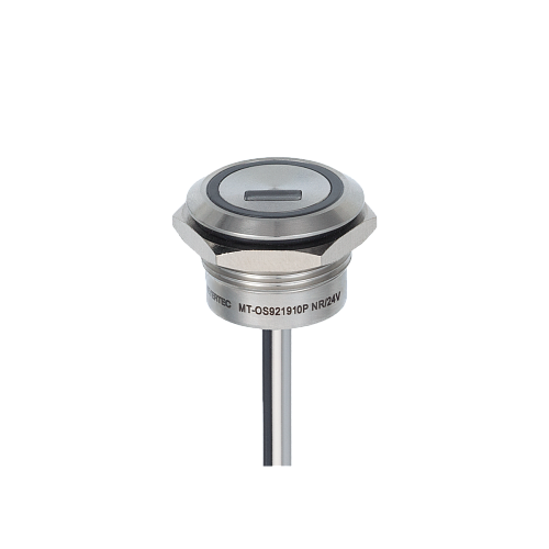 MT-OS921910PNR Переключатель оптический с подсветкой (-/красная), Ø19 мм, NO, возврат, PNP, 24В DC, IP68 MT-OS921910PNR Переключатель оптический с подсветкой (-/красная), Ø19 мм, NO, возврат, PNP, 24В DC, IP68