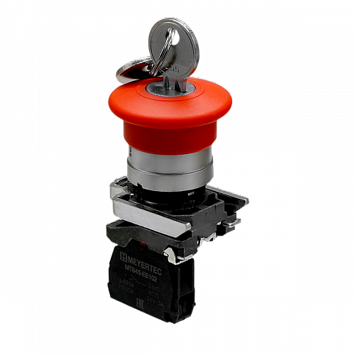MTB4-BS142 Кнопка грибовидная аварийной остановки с ключом, красная, 40 мм, возврат поворотом с фиксацией, 1NC, IP65, металл MTB4-BS142 Кнопка грибовидная аварийной остановки с ключом, красная, 40 мм, возврат поворотом с фиксацией, 1NC, IP65, металл