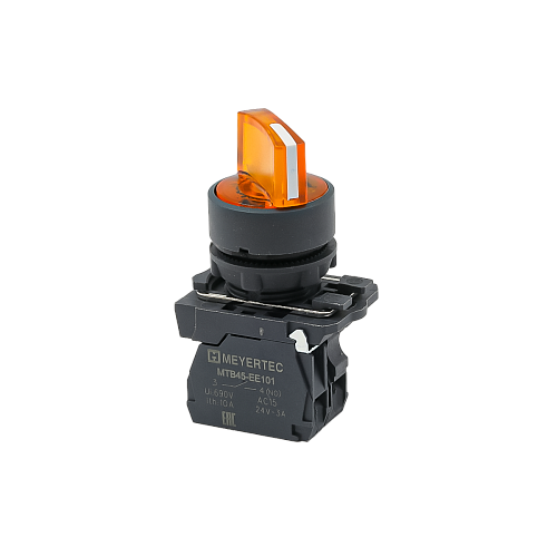 MTB5-AK35713 Переключатель на 3 положения с фиксацией и подсветкой, желтый, 1NO, 220V AC/DC, IP65, пластик MTB5-AK35713 Переключатель на 3 положения с фиксацией и подсветкой, желтый, 1NO, 220V AC/DC, IP65, пластик