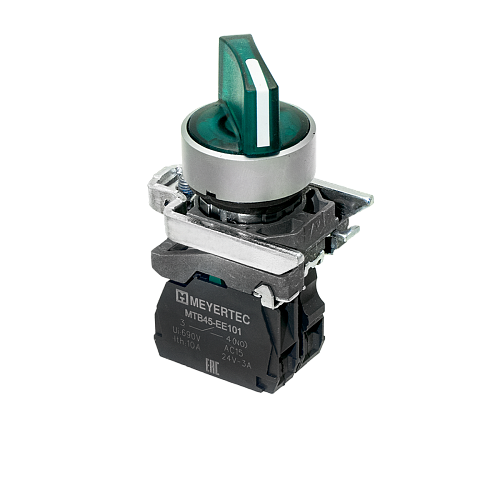 MTB4-BK33713 Переключатель на 3 положения с фиксацией и подсветкой, зеленый, 1NO, 220V AC/DC, IP65, металл MTB4-BK33713 Переключатель на 3 положения с фиксацией и подсветкой, зеленый, 1NO, 220V AC/DC, IP65, металл