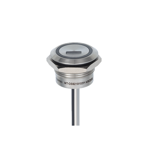 MT-OS921910ZPNR Переключатель оптический с подсветкой (-/красная), Ø19 мм, NO, с фиксацией, PNP, 24В DC, IP68 MT-OS921910ZPNR Переключатель оптический с подсветкой (-/красная), Ø19 мм, NO, с фиксацией, PNP, 24В DC, IP68