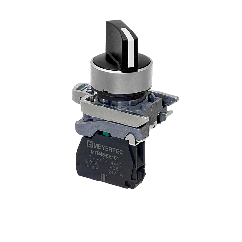 MTB4-BD21 Переключатель на 2 положения с фиксацией, короткая ручка, 1NO, IP65, металл MTB4-BD21 Переключатель на 2 положения с фиксацией, короткая ручка, 1NO, IP65, металл