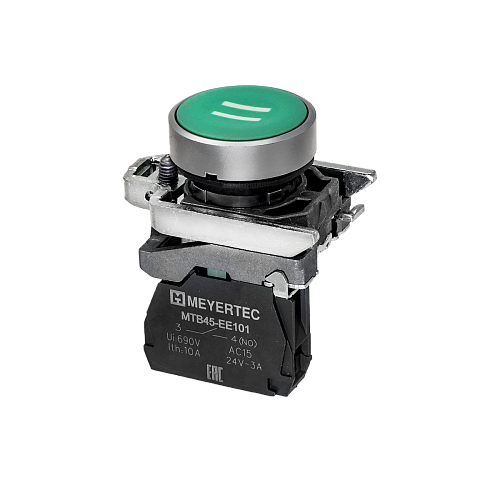 MTB4-BA31541 Кнопка плоская зеленая, маркировка "II", 1NO, IP65, металл MTB4-BA31541 Кнопка плоская зеленая, маркировка "II", 1NO, IP65, металл