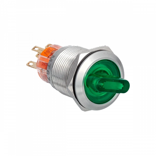 MT67-BD211G24 Переключатель с подсветкой, с фиксацией, 24V AC/DC, зеленый, 2 положения, 1NO+1NC, IP67, нержавеющая сталь MT67-BD211G24 Переключатель с подсветкой, с фиксацией, 24V AC/DC, зеленый, 2 положения, 1NO+1NC, IP67, нержавеющая сталь