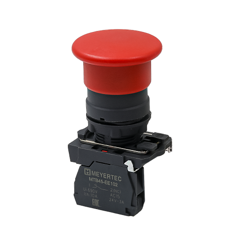 MTB5-AC42 Кнопка грибовидная красная, 40 мм, пружиный возврат, 1NС, IP65, пластик MTB5-AC42 Кнопка грибовидная красная, 40 мм, пружиный возврат, 1NС, IP65, пластик