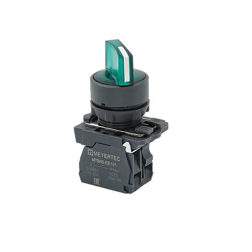 MTB5-AK23711 Переключатель на 2 положения с фиксацией и подсветкой, зеленый, 1NO, 24V AC/DC, IP65, пластик MTB5-AK23711 Переключатель на 2 положения с фиксацией и подсветкой, зеленый, 1NO, 24V AC/DC, IP65, пластик